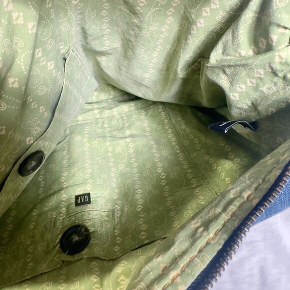 Vintage GAP Denim Shoulder Bag Sherpa Trim Toggle Pockets Y2K 2000s Jean Purse - Picture 12 of 16